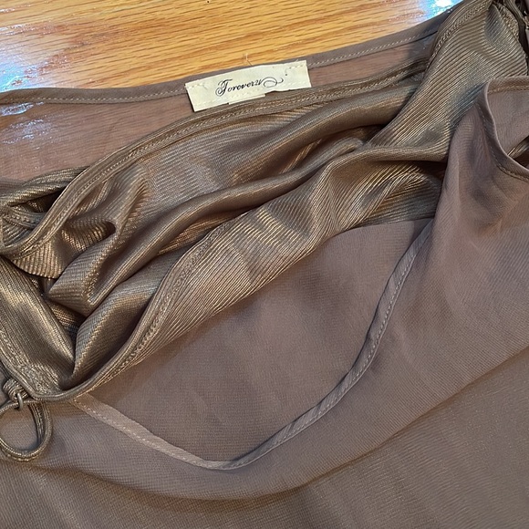 NWOT Forever21 Crewneck Sleeveless Loose Airy Summer Nude Beige Tan Maxi Dress - Picture 3 of 8